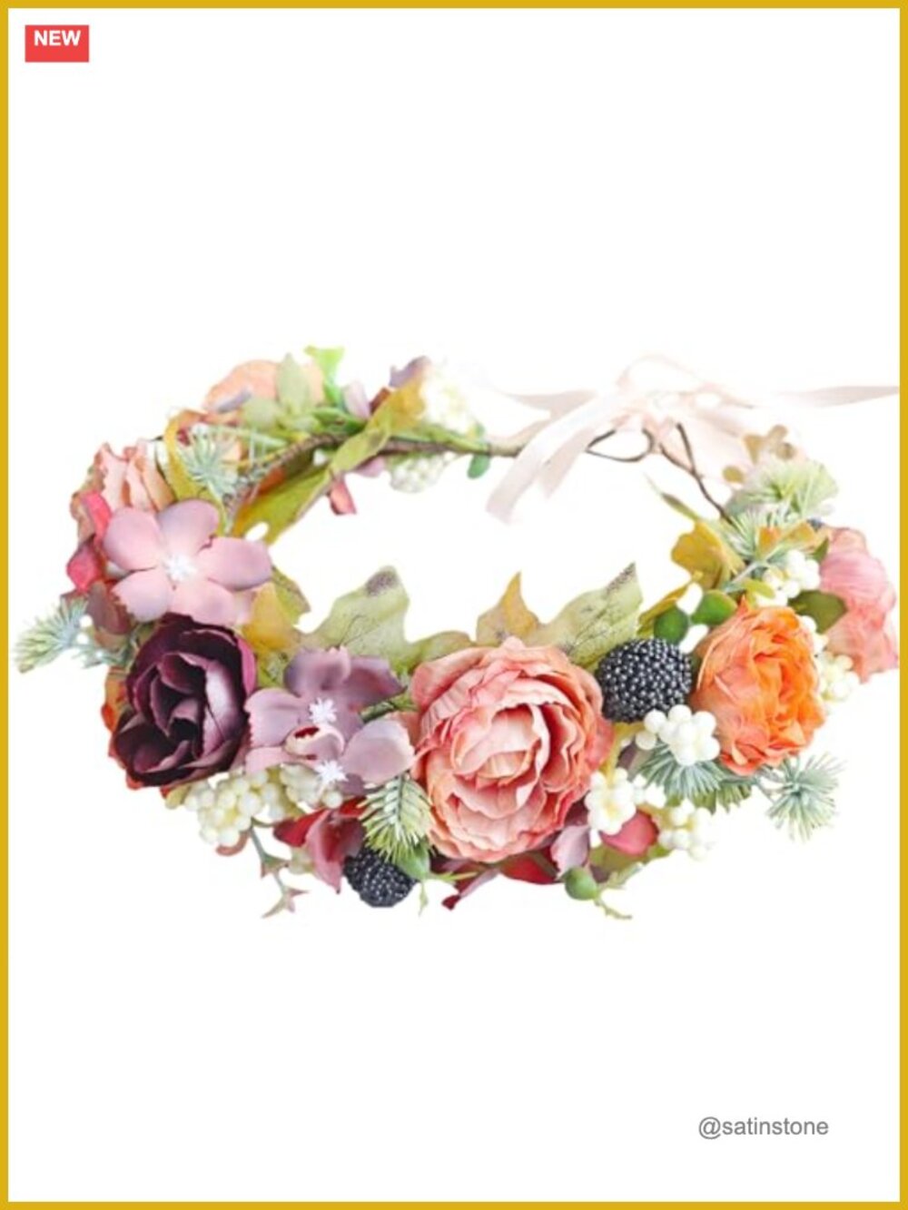 Artificial Flower Crown Wedding Headband Floral Halo Circlet Adjustable